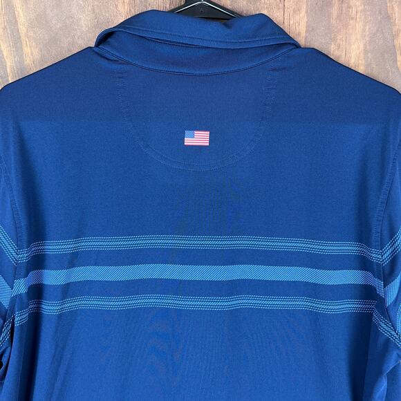Fairway & Greene Mens Shirt Blue Golf Polo Striped Comfort Quick Dry Stretch M - Picture 11 of 12